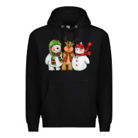 Black christmas polar bear reindeer and snowman Premium Hoodie - CowGirlArtShop