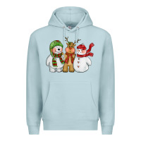Blue Mist christmas polar bear reindeer and snowman Premium Hoodie - CowGirlArtShop