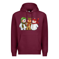 Burgundy christmas polar bear reindeer and snowman Premium Hoodie - CowGirlArtShop