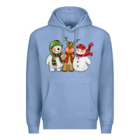 Colony Blue christmas polar bear reindeer and snowman Premium Hoodie - CowGirlArtShop