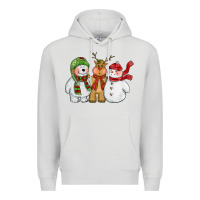 Dove Grey christmas polar bear reindeer and snowman Premium Hoodie - CowGirlArtShop