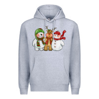 Heather Grey christmas polar bear reindeer and snowman Premium Hoodie - CowGirlArtShop