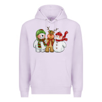 Lilac christmas polar bear reindeer and snowman Premium Hoodie - CowGirlArtShop