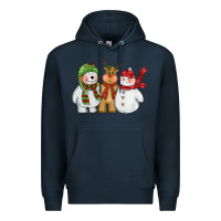 Navy christmas polar bear reindeer and snowman Premium Hoodie - CowGirlArtShop