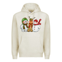 Oatmeal Heather christmas polar bear reindeer and snowman Premium Hoodie - CowGirlArtShop