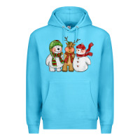 Ocean Blue christmas polar bear reindeer and snowman Premium Hoodie - CowGirlArtShop