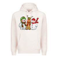 Pale Pink christmas polar bear reindeer and snowman Premium Hoodie - CowGirlArtShop