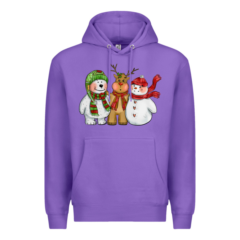 Christmas Polar Bear Reindeer And Snowman Premium Hoodie by CowGirlArtShop | Teevron