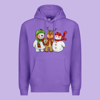 Christmas Polar Bear Reindeer And Snowman Premium Hoodie Designed By Cowgirlartshop