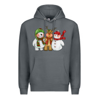 Rock christmas polar bear reindeer and snowman Premium Hoodie - CowGirlArtShop