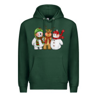 Sports Green christmas polar bear reindeer and snowman Premium Hoodie - CowGirlArtShop