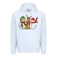 White christmas polar bear reindeer and snowman Premium Hoodie - CowGirlArtShop