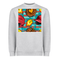 Heather Grey softball helmet and glove with serape seamless pattern Heavyweight Sweatshirt - BundleAndBundleShop