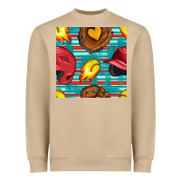 Mushroom softball helmet and glove with serape seamless pattern Heavyweight Sweatshirt - BundleAndBundleShop