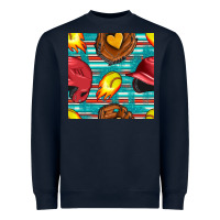 Navy softball helmet and glove with serape seamless pattern Heavyweight Sweatshirt - BundleAndBundleShop