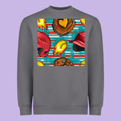 Softball Helmet And Glove With Serape Seamless Pattern Heavyweight Sweatshirt Designed By Bundleandbundleshop