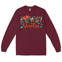 Burgundy Western Howdy Darlin Long Sleeve Tee - BundleAndBundleShop