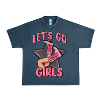 Midnight Navy lets go girls cowgirl boots star Urban Heavy Tee - MaliasSmallBusiness