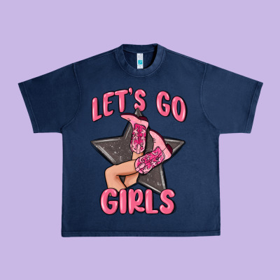 Lets Go Girls Cowgirl Boots Star Urban Heavy Tee Designed By Maliassmallbusiness