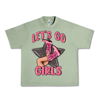 Oil Green lets go girls cowgirl boots star Urban Heavy Tee - MaliasSmallBusiness