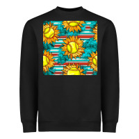 Black softball sunflowers with serape seamless pattern Heavyweight Sweatshirt - BundleAndBundleShop