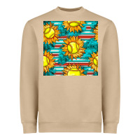 Mushroom softball sunflowers with serape seamless pattern Heavyweight Sweatshirt - BundleAndBundleShop