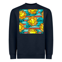 Navy softball sunflowers with serape seamless pattern Heavyweight Sweatshirt - BundleAndBundleShop