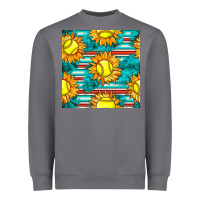 Storm softball sunflowers with serape seamless pattern Heavyweight Sweatshirt - BundleAndBundleShop