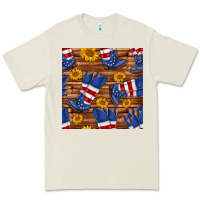 Bone america western boots and sunflower seamless pattern Premium Tee - BundleAndBundleShop