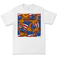 White america western boots and sunflower seamless pattern Premium Tee - BundleAndBundleShop