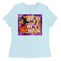 Baby Blue in a world full of princesses be a witch tumbler Ladies Tee - BundleAndBundleShop