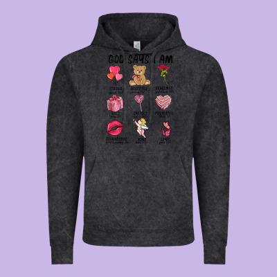 God Says I Am Valentine's Day Vintage Hoodie Designed By Maliassmallbusiness