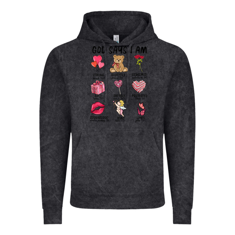 God Says I Am Valentine's Day Vintage Hoodie by MaliasSmallBusiness | Teevron