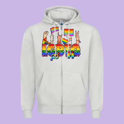 Lgbtq+ Zipper Hoodie Designed By Nancycooperartshop