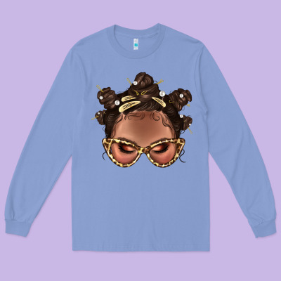 Afro Bantu Knots Hairstyles Messy Bun With Clasp Bbs  2 Long Sleeve Tee Designed By Bundleandbundleshop