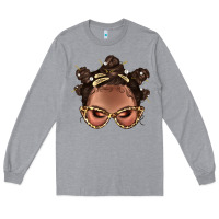 Heather Grey Afro Bantu Knots Hairstyles Messy Bun With Clasp Bbs  2 Long Sleeve Tee - BundleAndBundleShop