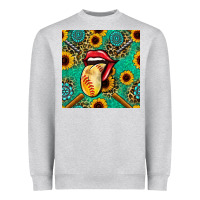 Heather Grey softball lips sunflowers and gemstones seamless pattern Heavyweight Sweatshirt - BundleAndBundleShop