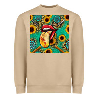 Softball Lips Sunflowers And Gemstones Seamless Pattern Heavyweight Sweatshirt | Teevron