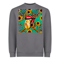 Storm softball lips sunflowers and gemstones seamless pattern Heavyweight Sweatshirt - BundleAndBundleShop