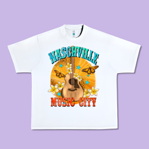 Naschville Music City Urban Heavy Tee Designed By Nancycooperartshop