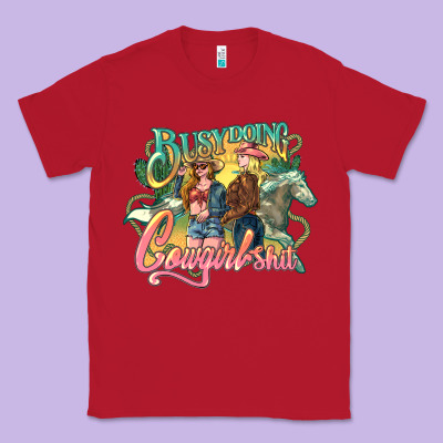 Busy Doing Cowgirl Classic Tee Designed By Nancycooperartshop