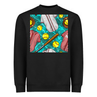 Black softball uniform glove and bat with field seamless pattern Heavyweight Sweatshirt - BundleAndBundleShop