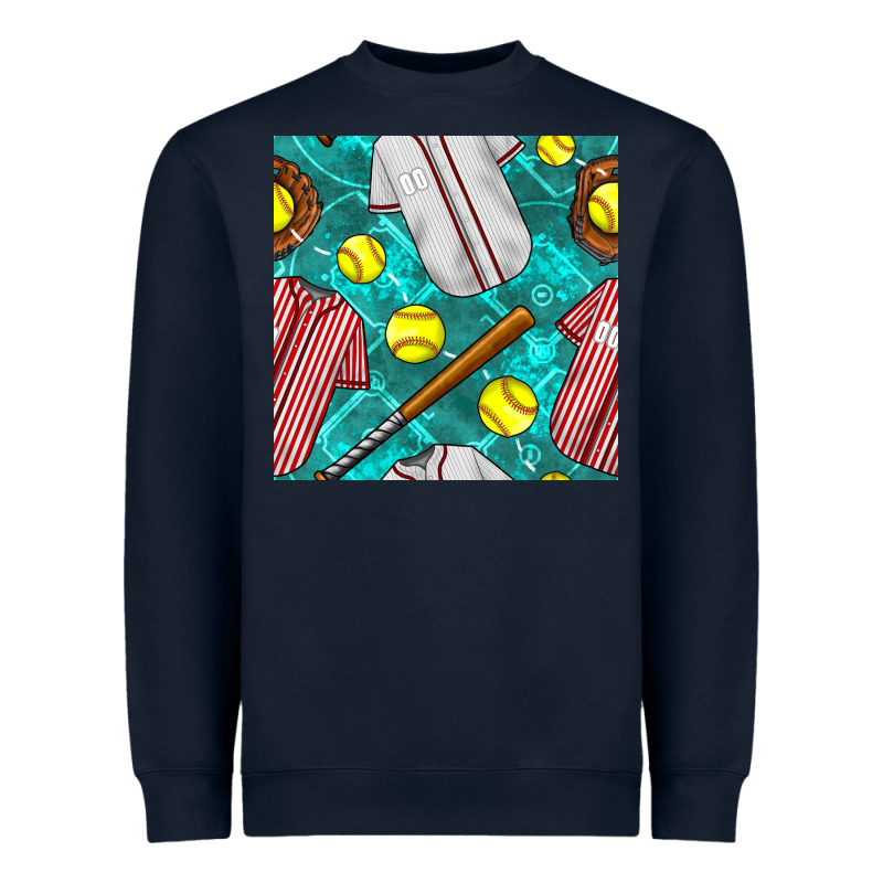Softball Uniform Glove And Bat With Field Seamless Pattern Heavyweight Sweatshirt by BundleAndBundleShop | Teevron