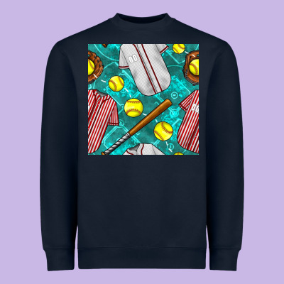 Softball Uniform Glove And Bat With Field Seamless Pattern Heavyweight Sweatshirt Designed By Bundleandbundleshop