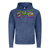 Vintage Denim peace love mardi gras king cake Vintage Hoodie - RanaPortraitStore
