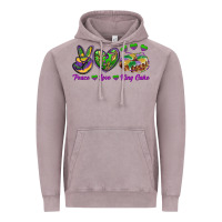 Vintage Zinc peace love mardi gras king cake Vintage Hoodie - RanaPortraitStore