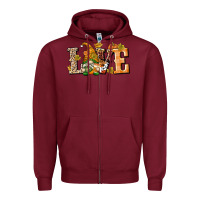 Burgundy Love Gnome Zipper Hoodie - texasbilliewilder