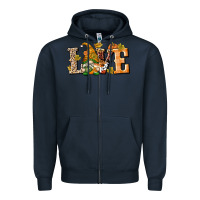 Navy Love Gnome Zipper Hoodie - texasbilliewilder
