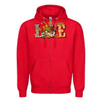 Red Love Gnome Zipper Hoodie - texasbilliewilder
