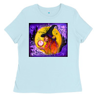 Baby Blue witch with crystal ball tumbler Ladies Tee - BundleAndBundleShop
